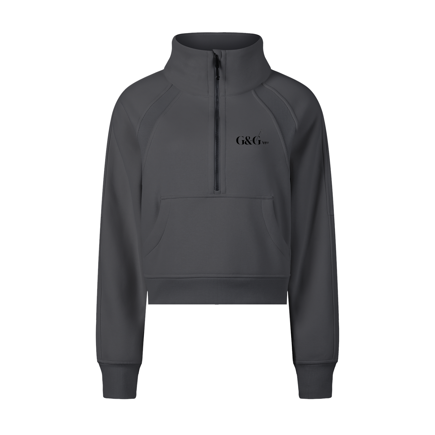 G&G CROP HALF ZIP HOODED SWEATSHIRT