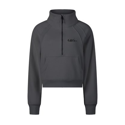 G&G CROP HALF ZIP HOODED SWEATSHIRT