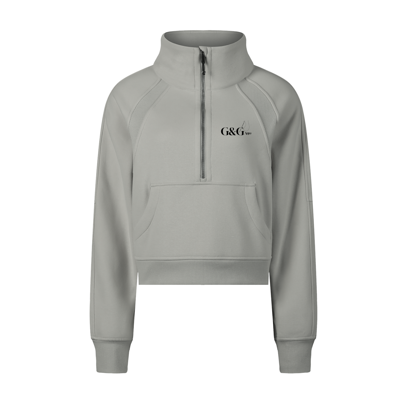 G&G CROP HALF ZIP HOODED SWEATSHIRT