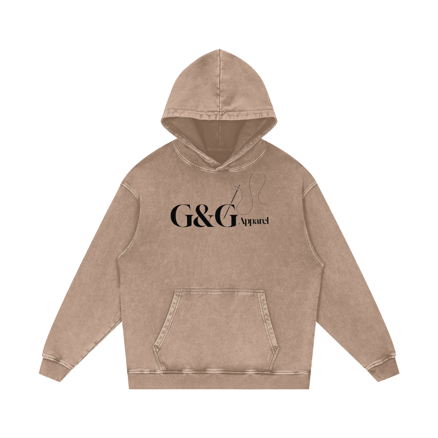 G&G Snow Washed Loose Cotton Hoodie-Black