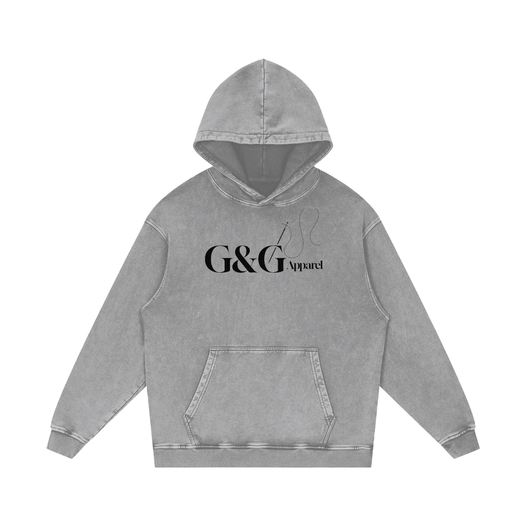 G&G Snow Washed Loose Cotton Hoodie-Black