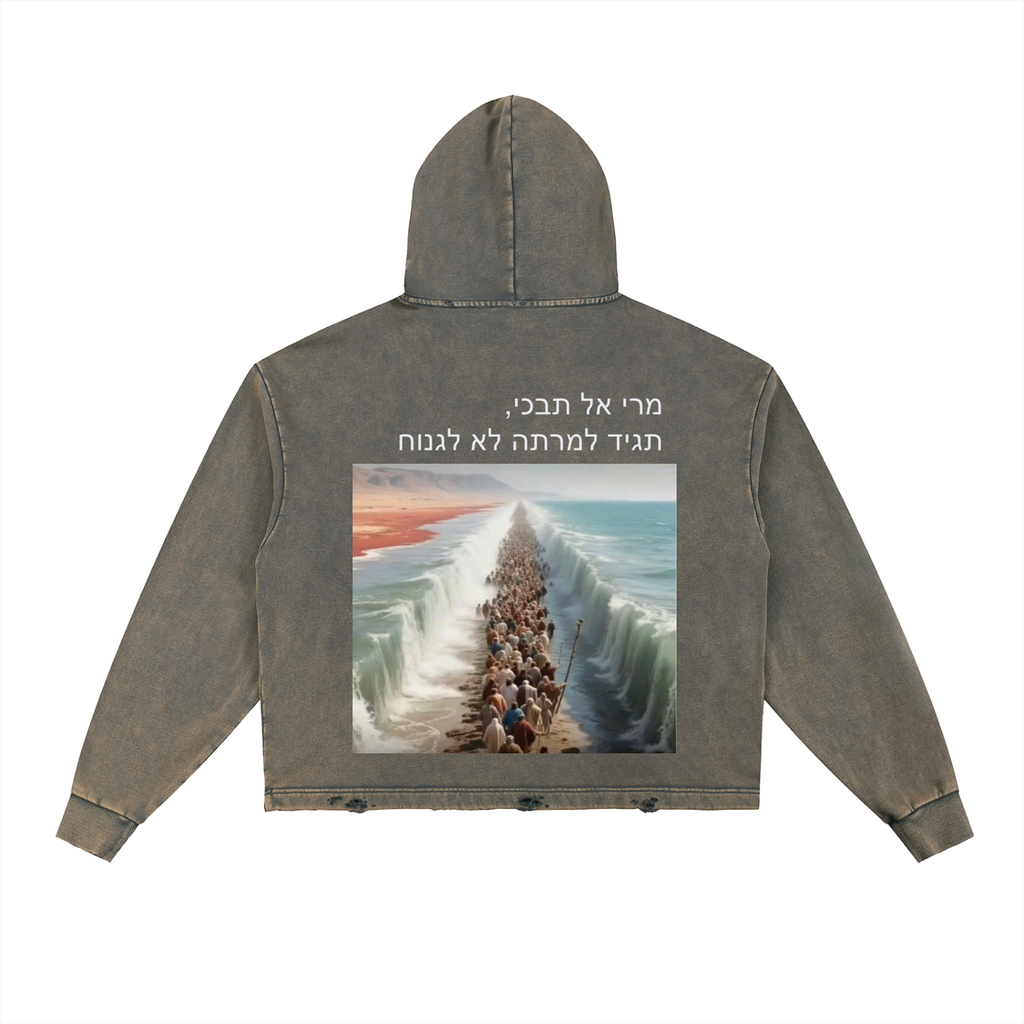 Vintage Washed Frayed-Hem Hoodie