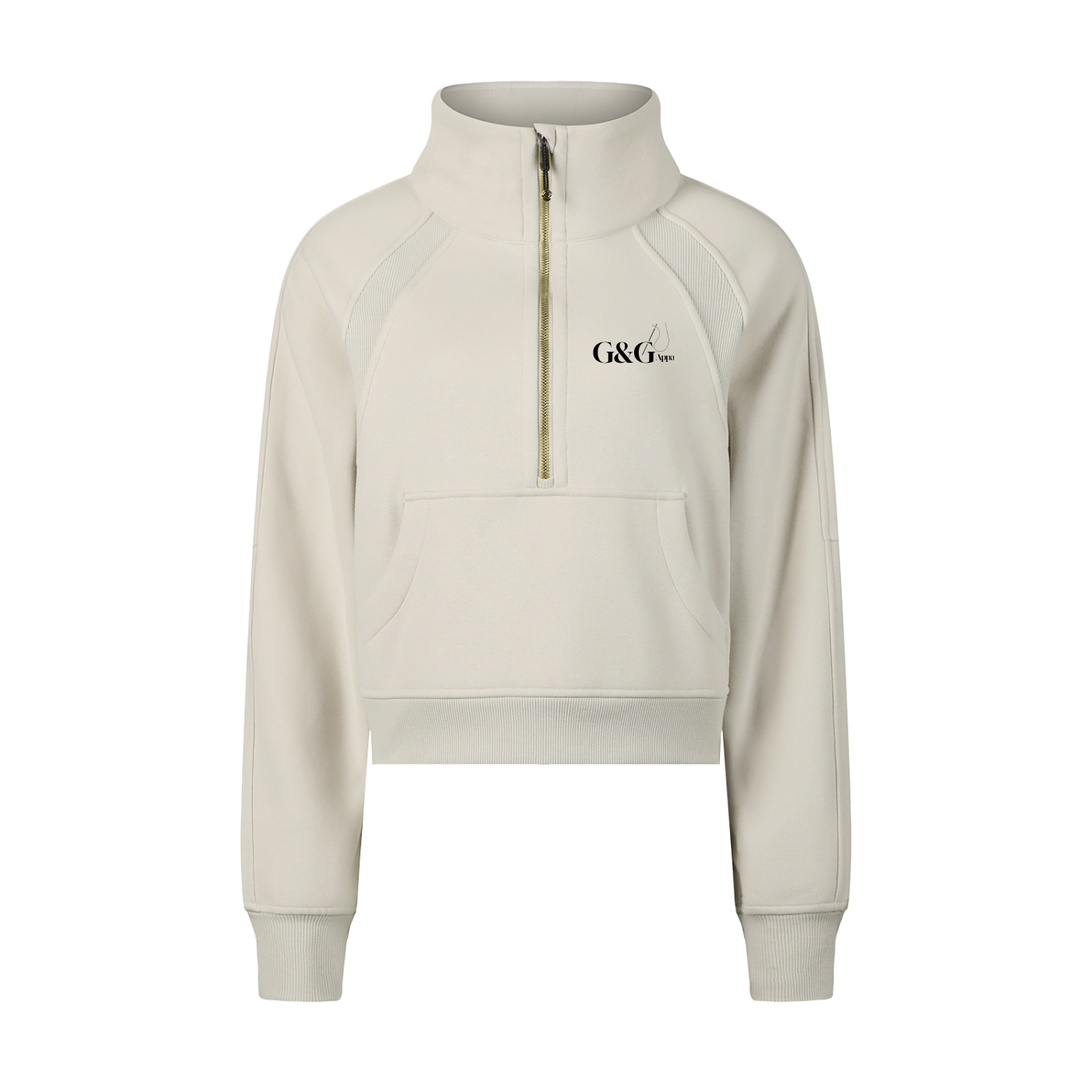 G&G CROP HALF ZIP HOODED SWEATSHIRT