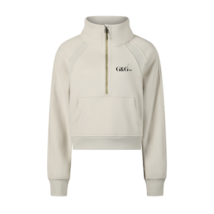 G&G CROP HALF ZIP HOODED SWEATSHIRT