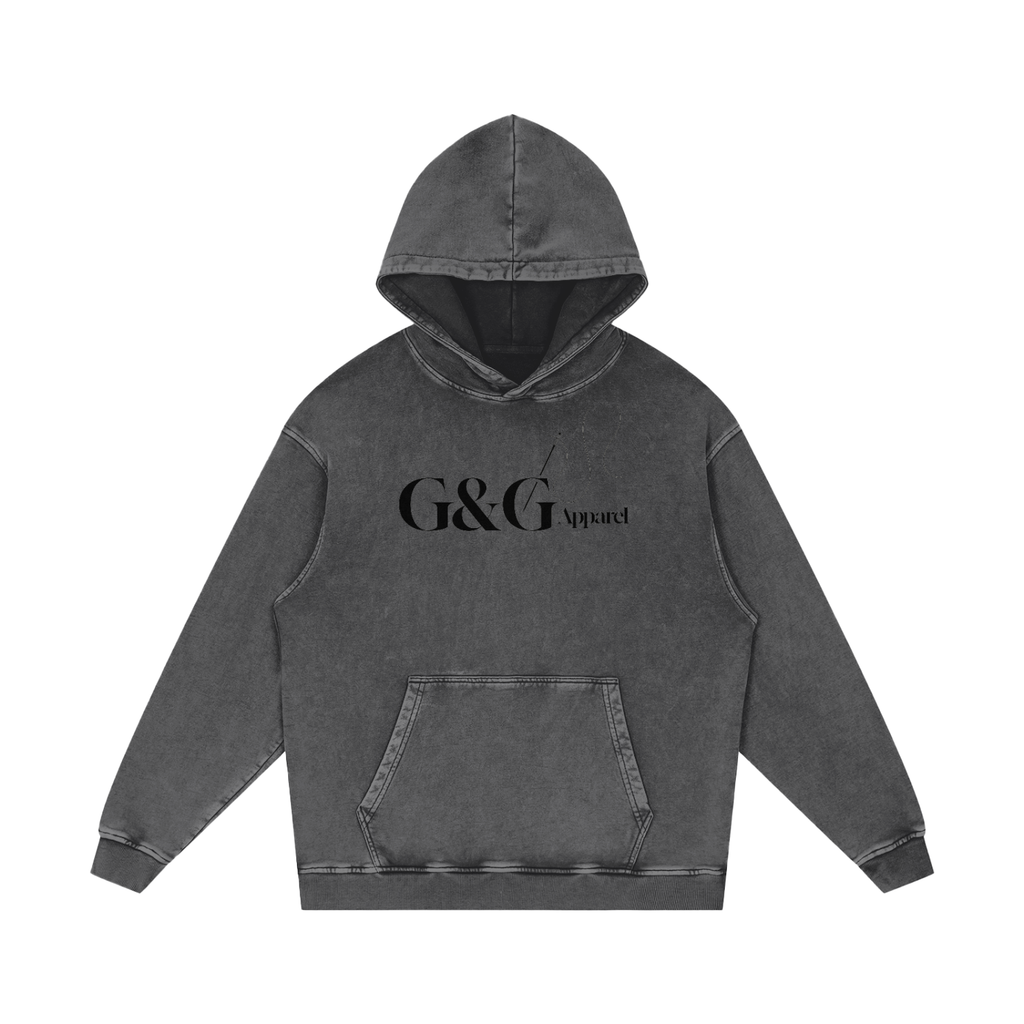 G&G Snow Washed Loose Cotton Hoodie-Black
