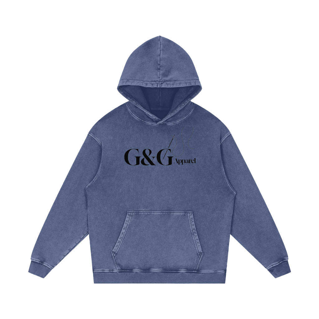 G&G Snow Washed Loose Cotton Hoodie-Black