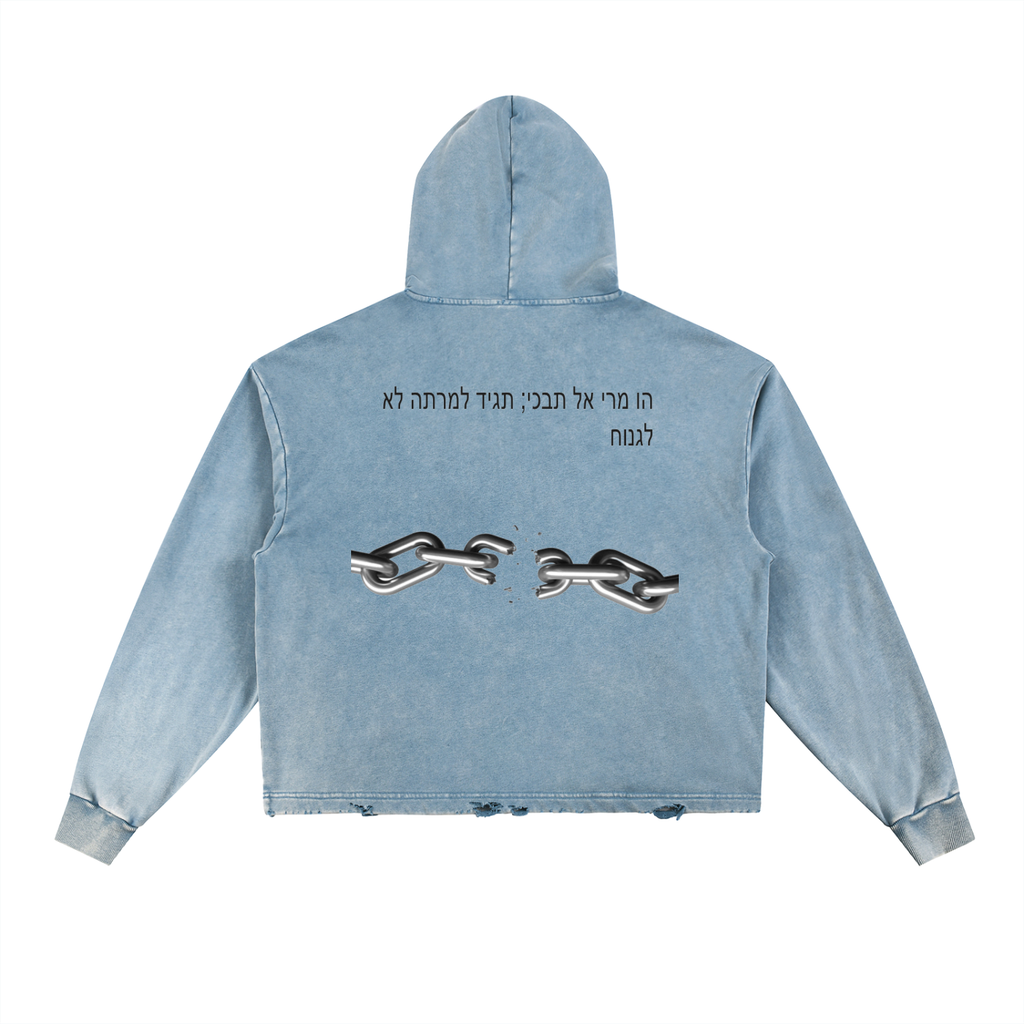 Vintage Washed Frayed-Hem Hoodie
