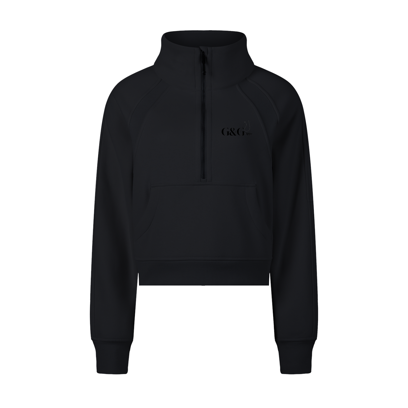 G&G CROP HALF ZIP HOODED SWEATSHIRT