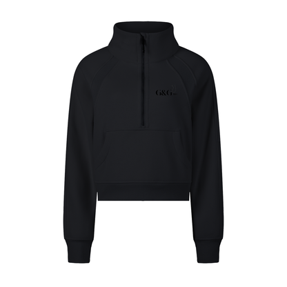 G&G CROP HALF ZIP HOODED SWEATSHIRT