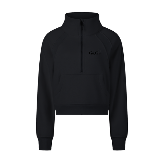 G&G CROP HALF ZIP HOODED SWEATSHIRT