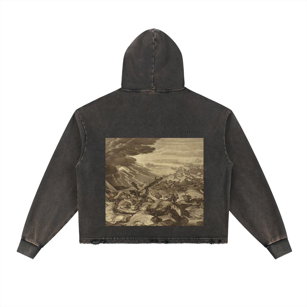 Vintage Washed Frayed-Hem Hoodie