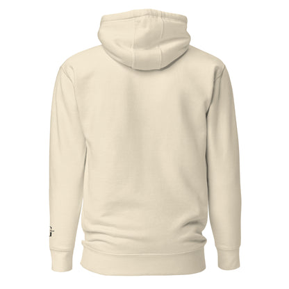 Beige hoodie shown from the back on a white background