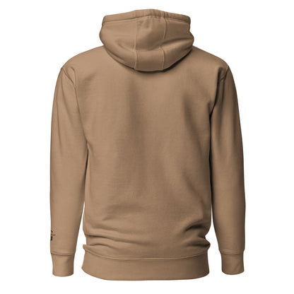 Brown hoodie shown from the back on a white background
