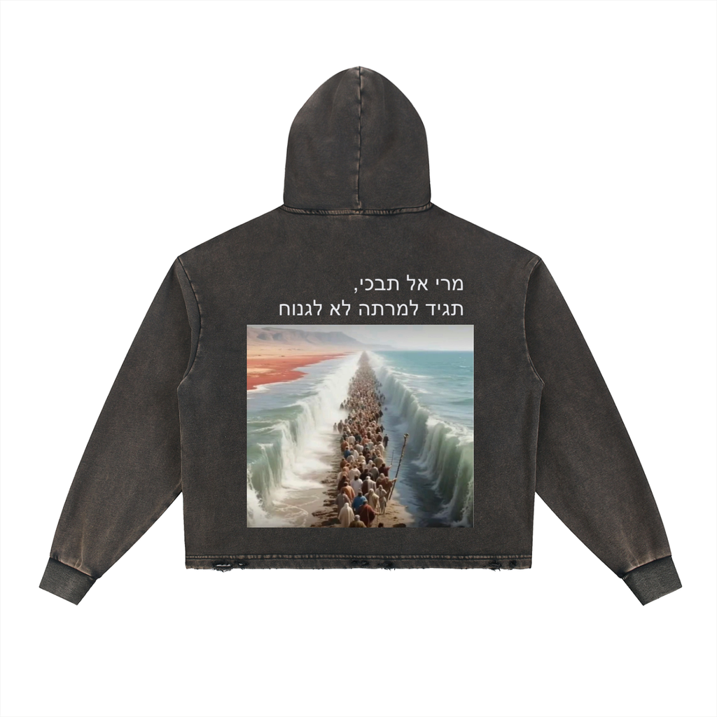 Vintage Washed Frayed-Hem Hoodie