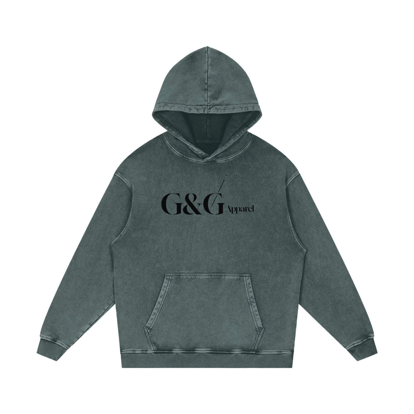G&G Snow Washed Loose Cotton Hoodie-Black