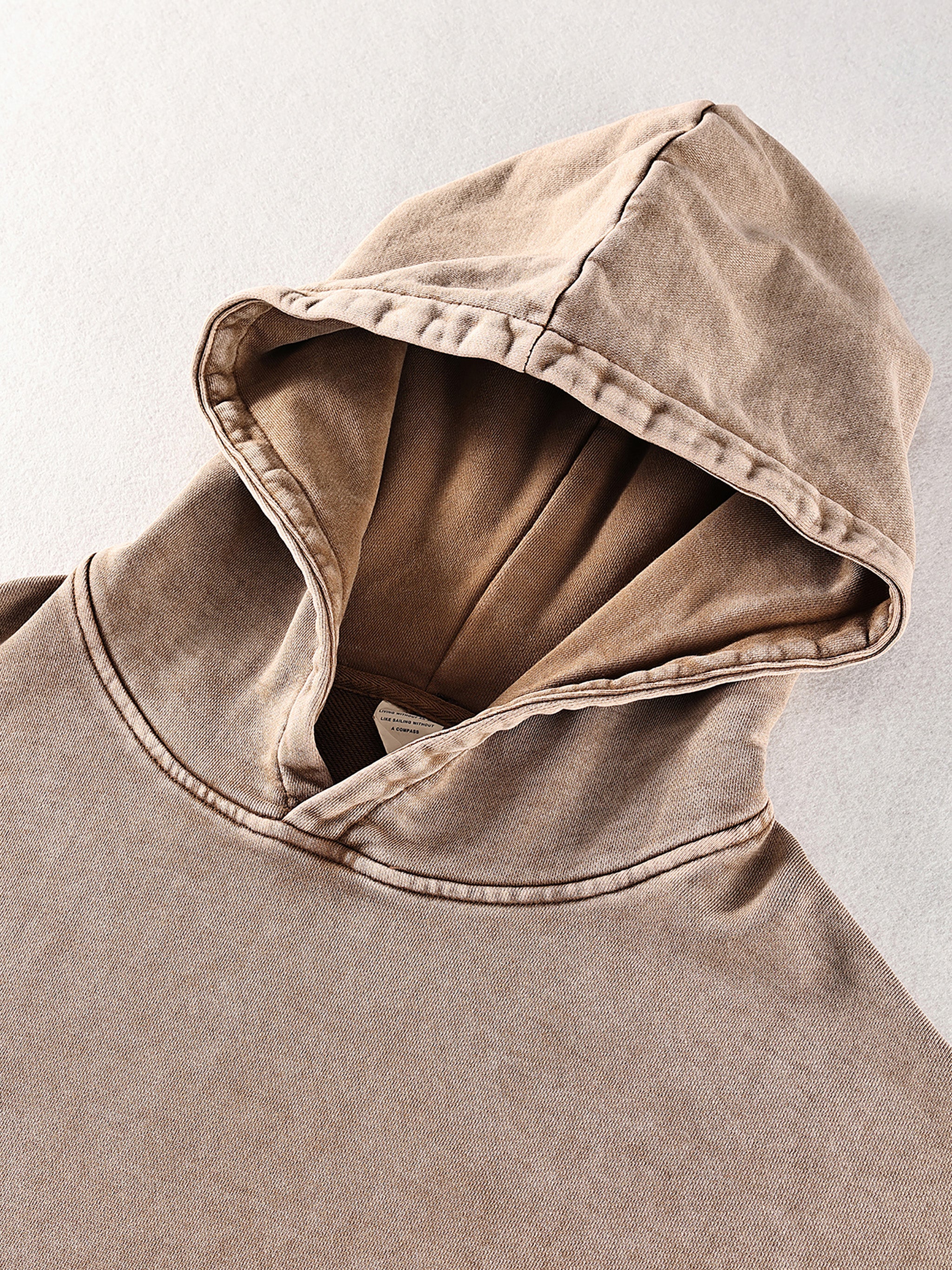 G&G Snow Washed Loose Cotton Hoodie-Black